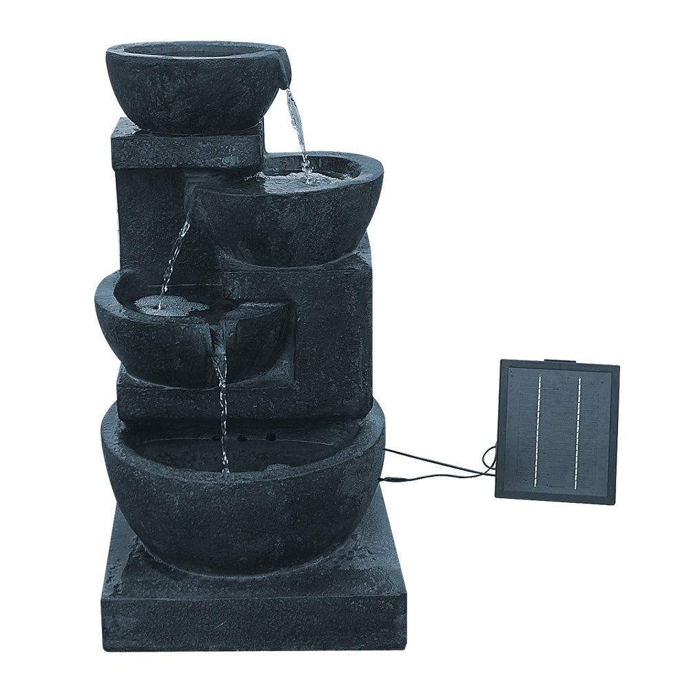 4-Tier Cascading Solar Water Feature Fountain Bowl LED Lights 72CM Blue