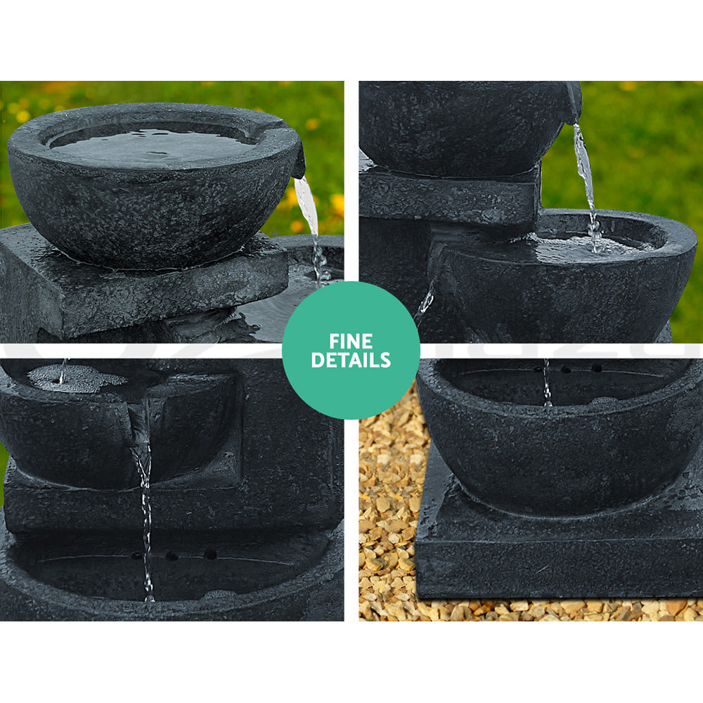4-Tier Cascading Solar Water Feature Fountain Bowl LED Lights 72CM Blue