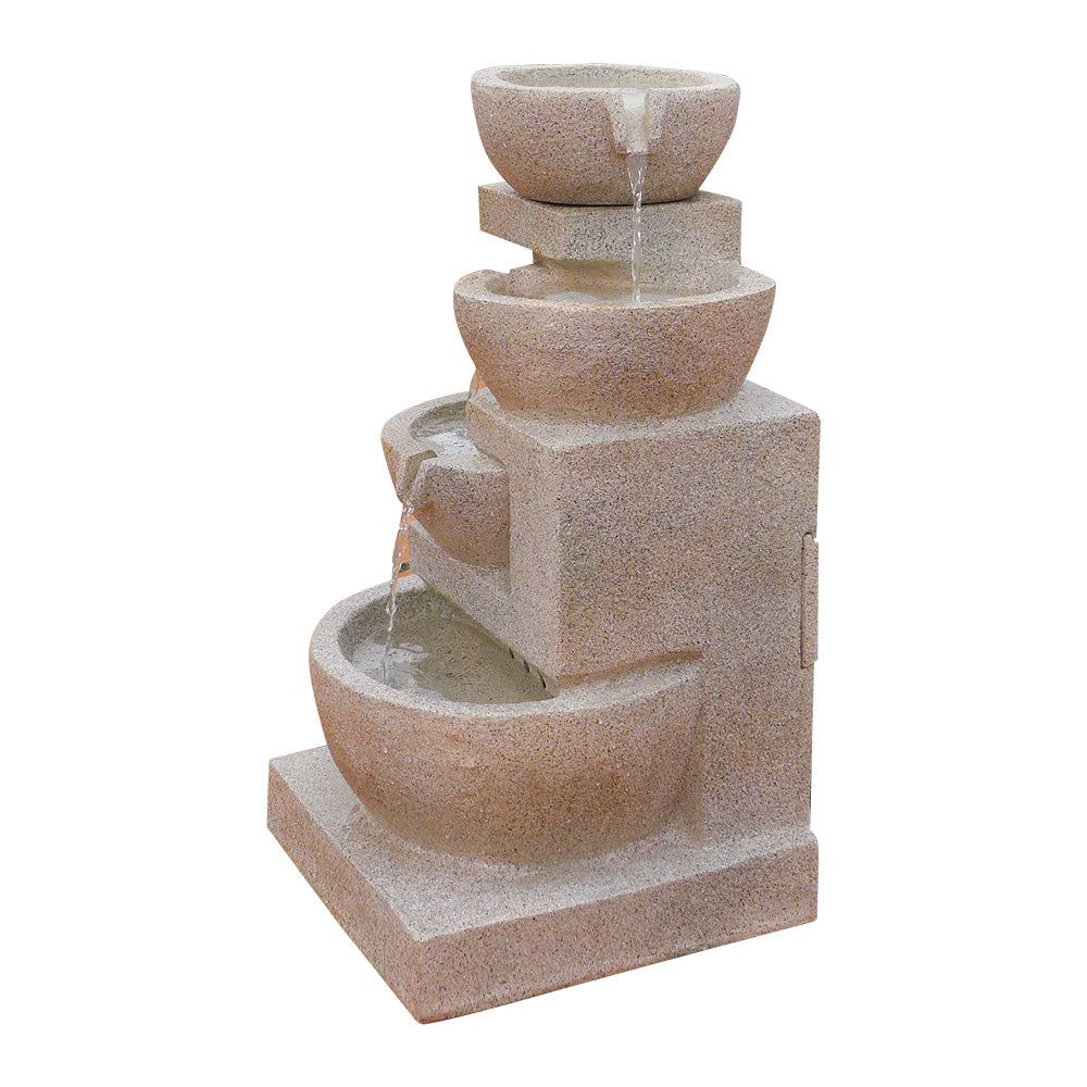 4-Tier Cascading Solar Water Feature with LED Lights - Sand 72CM