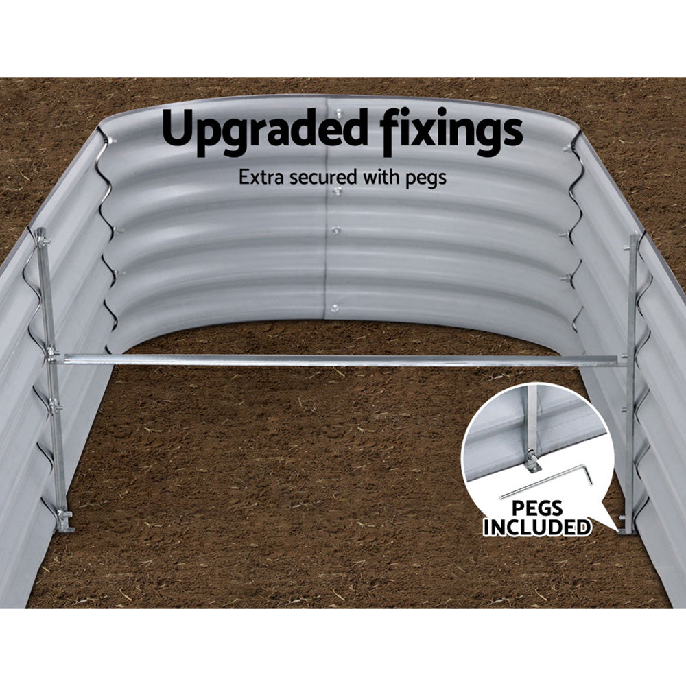 Green Fingers Garden Bed - Galvanised Oval 240X80X42cm
