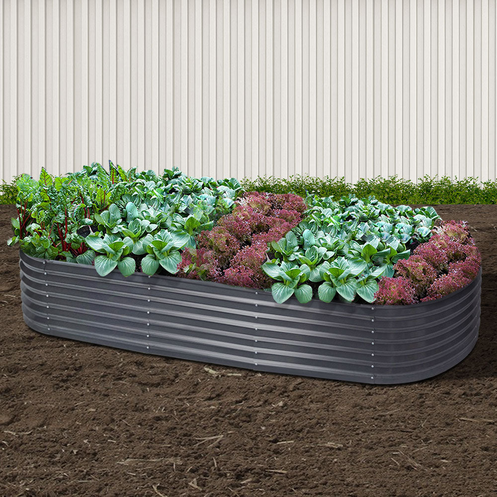 Green Fingers Garden Bed - Galvanised Oval 240X80X42cm