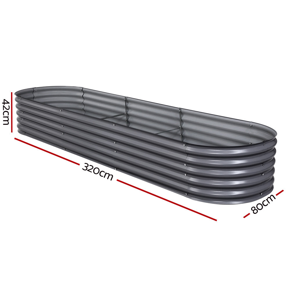 Green Fingers Garden Bed - Galvanised Oval 320X80X42cm