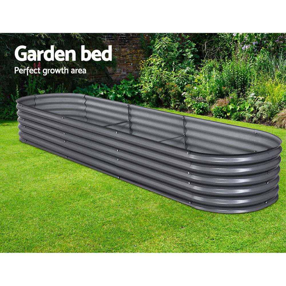 Green Fingers Garden Bed - Galvanised Oval 320X80X42cm