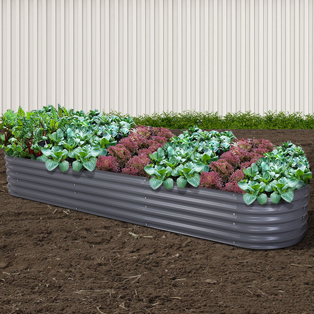 Green Fingers Garden Bed - Galvanised Oval 320X80X42cm