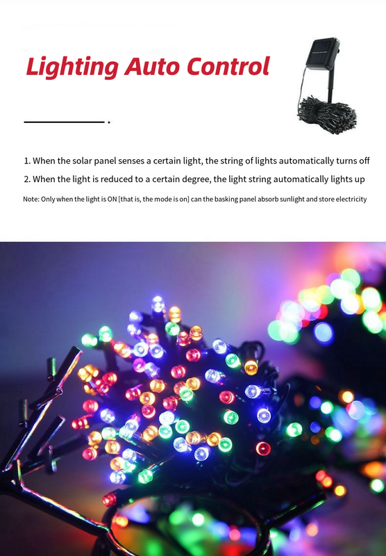 Solar Outdoor Fairy String Lights 200 LED - White