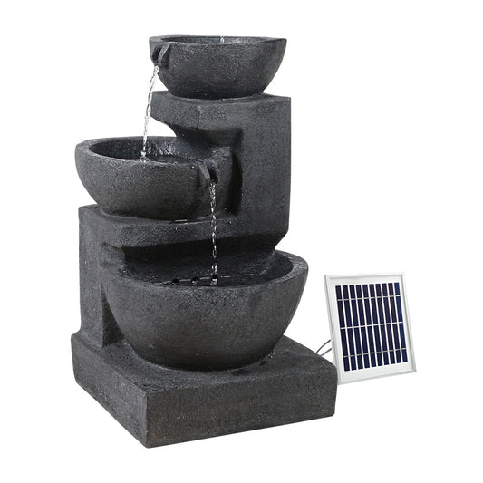 3-Tier Cascading Solar Water Feature with LED Lights - Blue 60cm