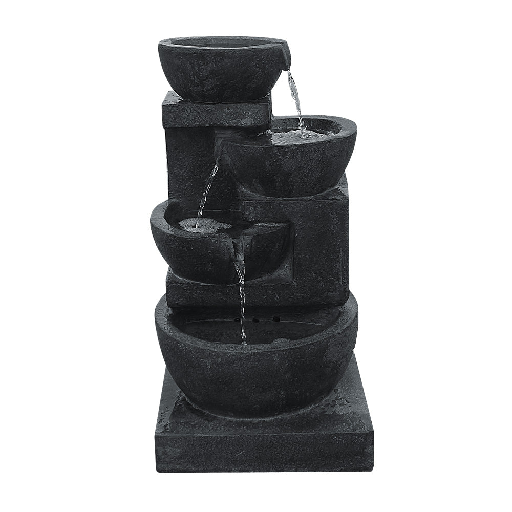 3-Tier Cascading Solar Water Feature with LED Lights - Blue 60cm
