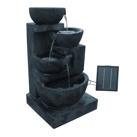 4-Tier Cascading Solar Water Feature  Fountain  Bowl LED Lights 72CM Blue