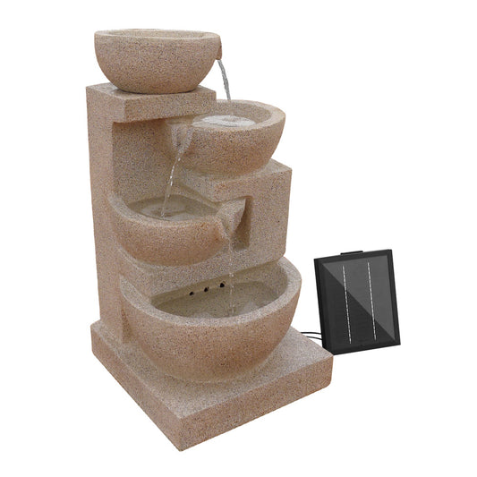 4-Tier Cascading Solar Water Feature with LED Lights - Sand 72CM