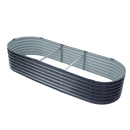 Green Fingers Garden Bed - Galvanised Oval 240X80X42cm