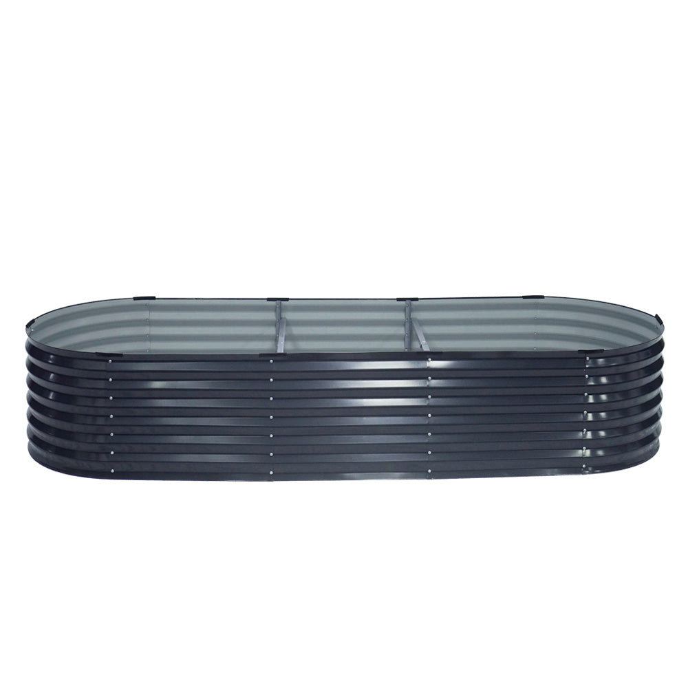 Green Fingers Garden Bed - Galvanised Oval 240X80X42cm