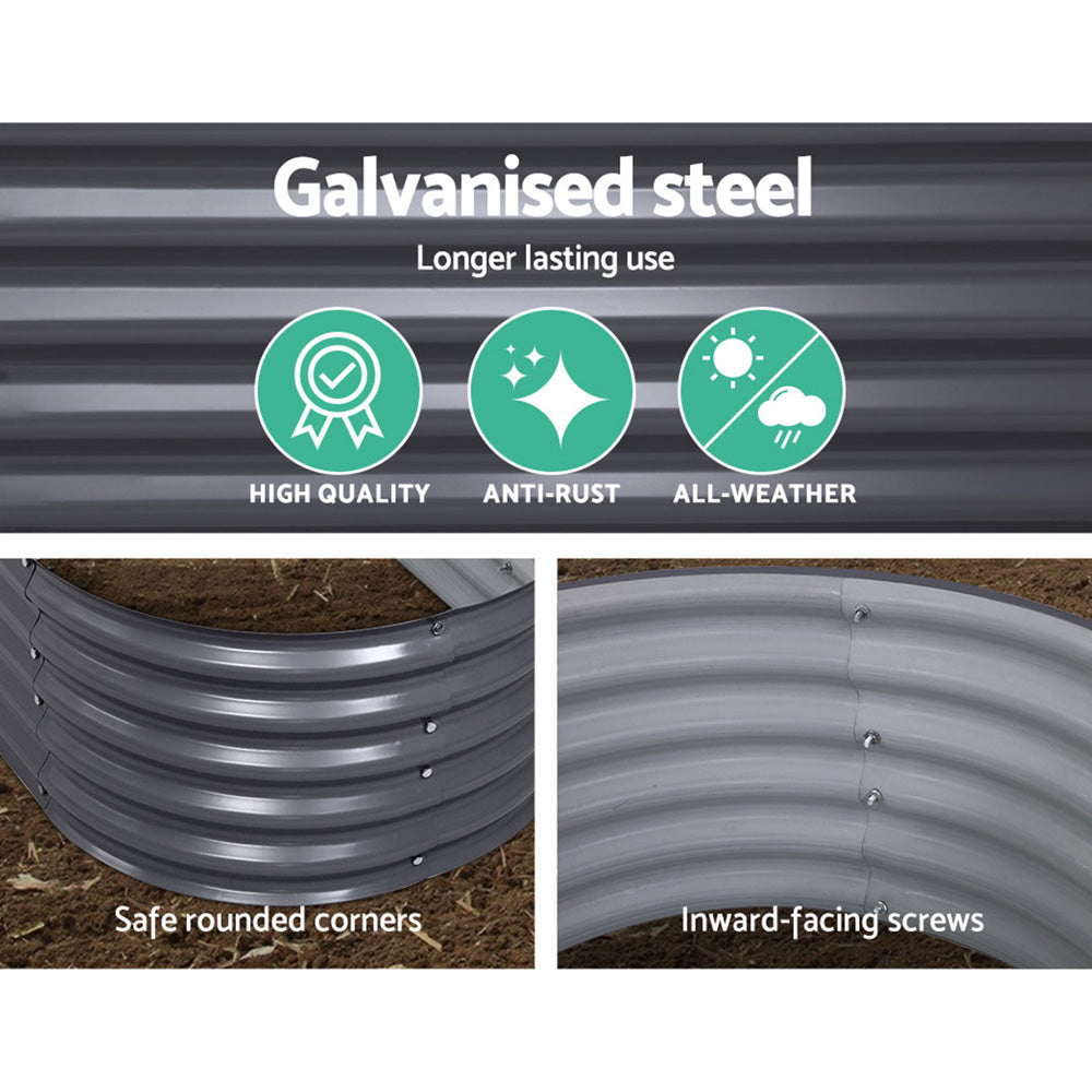 Green Fingers Garden Bed - Galvanised Oval 240X80X42cm