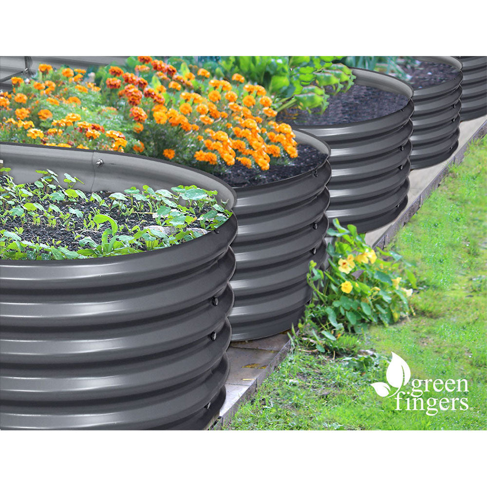 Green Fingers Garden Bed - Galvanised Oval 320X80X42cm