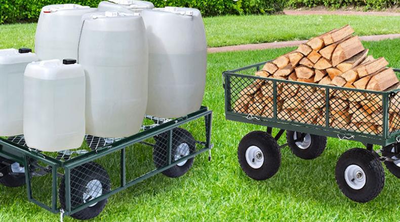 Mesh Garden Steel Cart - Green